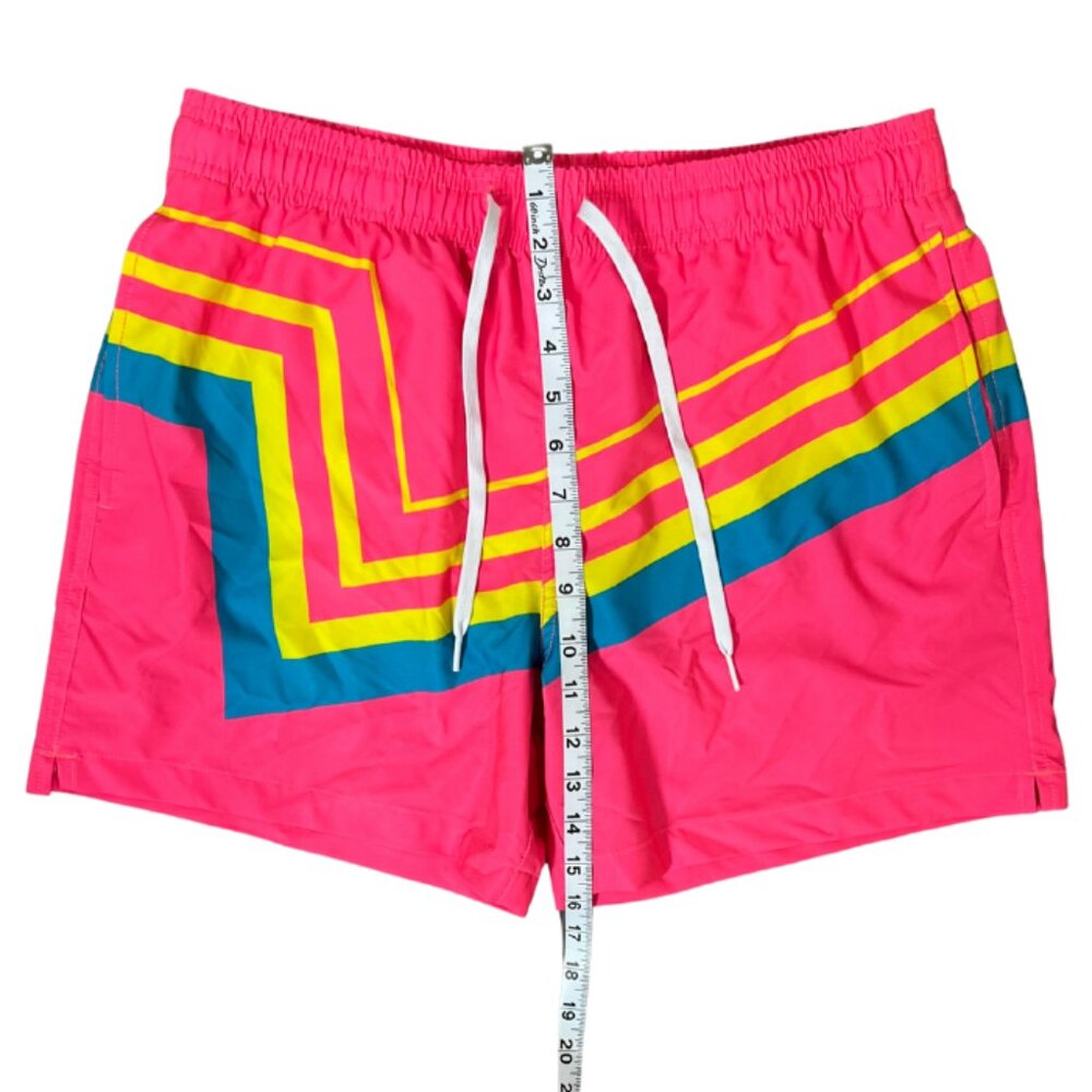 🌴 Maamgic Men’s Retro Swim Trunks – Size M – Neon Pink with Stripes - Picture 6 of 8